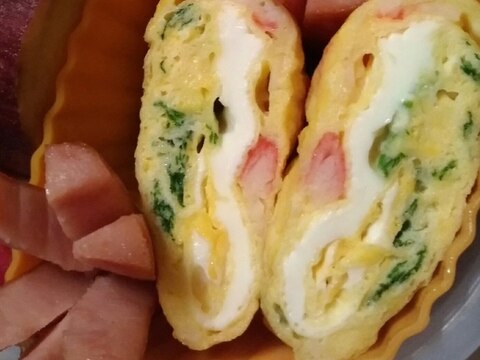 カニかまブロッコリー卵焼き